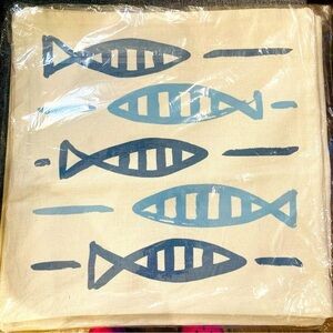 PILLOW COVERS 18 x 18” Fish Design Beachy Cotton Look and  Feel NEW WITH TAG